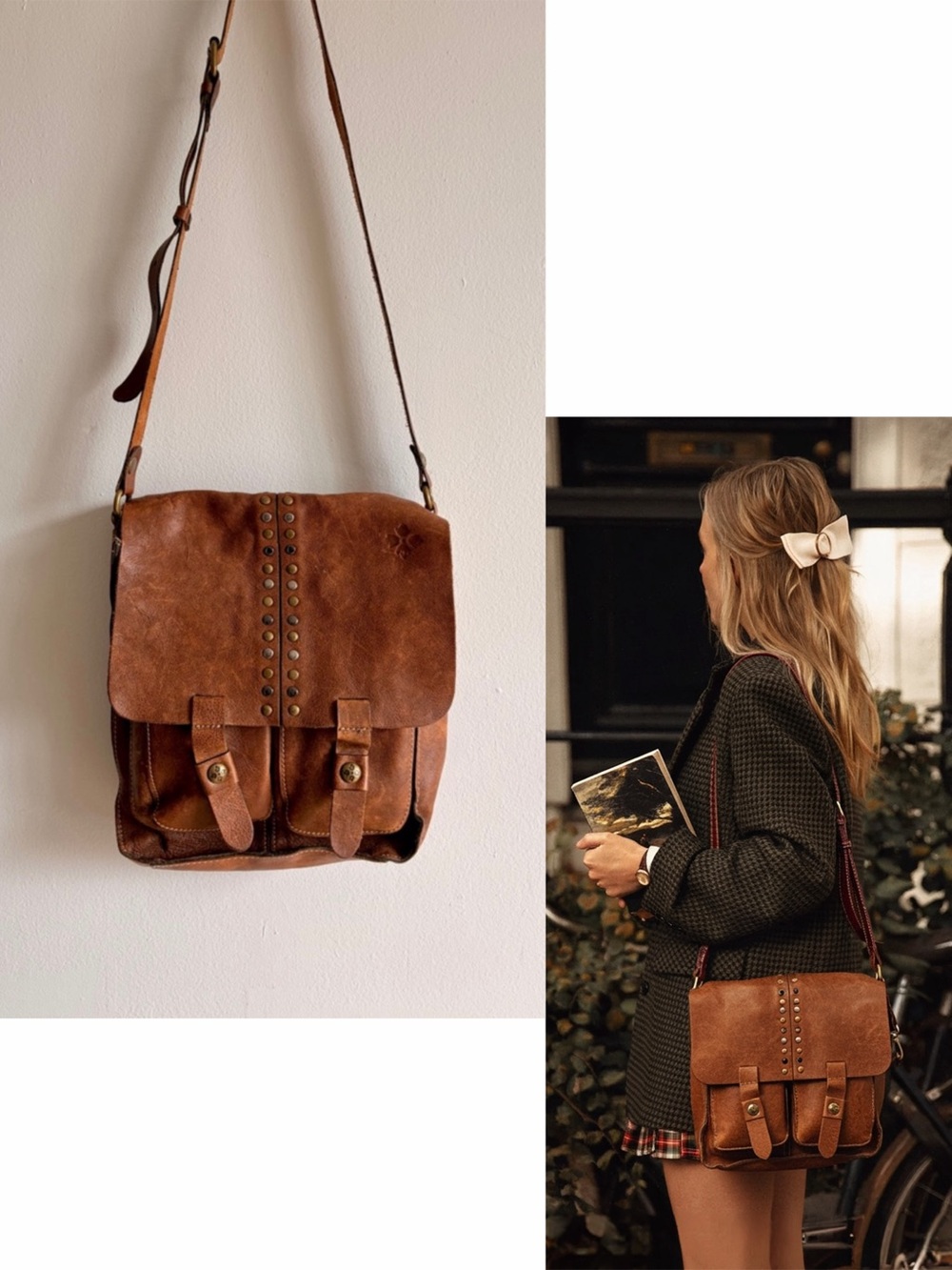 Patricia Nash Leather Crossbody Bag in Brown Vintage